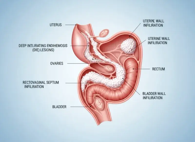 Endometrioza głęboko naciekająca (DIE) to najcięższa postać choroby. Poznaj jej specyficzne objawy i dowiedz się, na czym polega leczenie operacyjne.